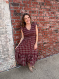 Plaid And Pretty Midi Dress: Burgundy