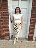 Sophia Coquette Pants: Cream Polka Dot