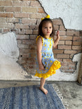 Summer Lemons Dress: Lt Blue/Yellow