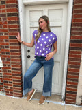 Tailgate Chic Sweater Vest: Lavender/ White
