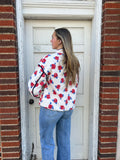 Regal Rose Fleece Jacket: Cream/Red