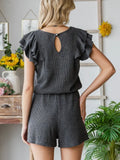 Enjoy the View Ribbed Romper: Charcoal