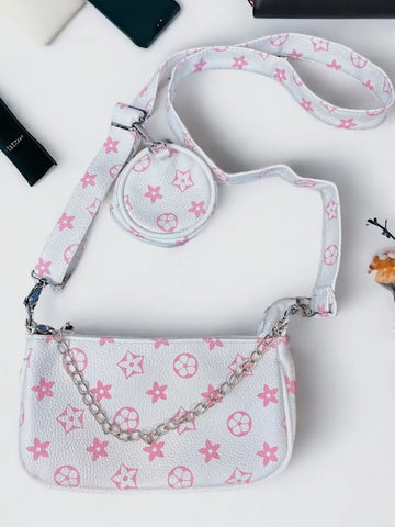 Star of the Show Crossbody Bag: White/Pink