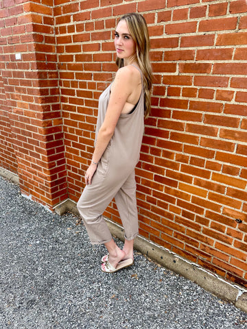 The Best Times Jumpsuit: Ash Mocha