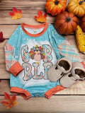 Gobble Romper: Blue Mix