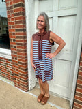 Country Club Core Dress: Brown/Blue