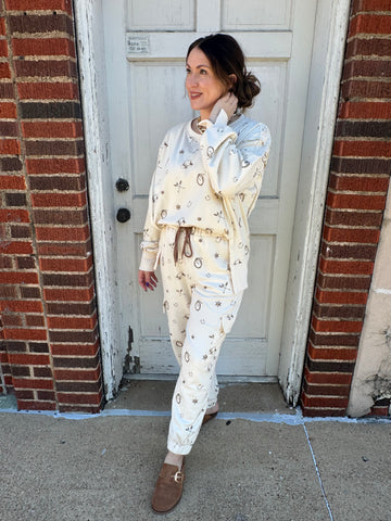 Cowboy Comfy Jogger Pants: Ivory