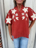 Harvest Bloom Blouse: Burnt Orange