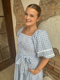 Gingham Glory Dress: Blue Multi