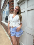 Pretty Posse Gingham Skort: Lt Blue