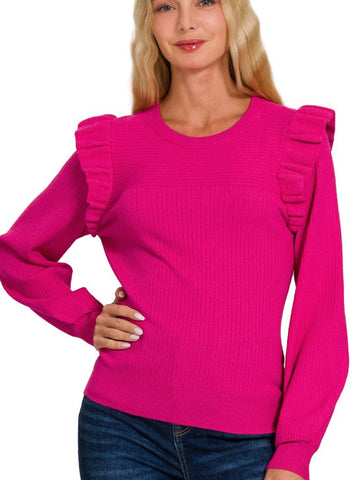 Oh What Fun Sweater Top: Hot Pink