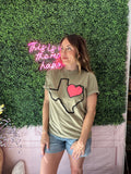 Texas Heart Tee: Khaki
