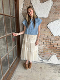Take A Chance Chambray Top: Washed Denim