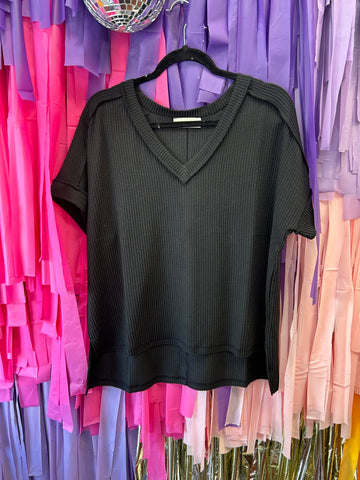 Common Sense Ribbed Top: Black