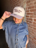 Praise Him Anyway Gingham Cap
