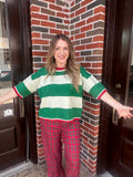 Holiday Line Up Sweater: Green Multi