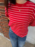 Striped Just Right Top: Red/White