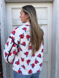 Regal Rose Fleece Jacket: Cream/Red