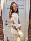 Sugar and Spice Knitted Pullover: Brown/Cream
