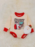 Cowboy Christmas Romper: Ivory