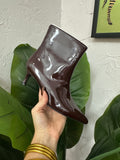 Gold Digger Booties: Burgundy Patent