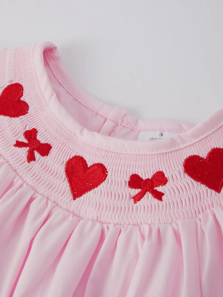Pink Smocking Embroidery Long Sleeve Girls Dress 2 Pink Smocking Embroidery Long Sleeve Girls Dress 2