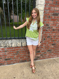 Abstract Allure Top :Lime