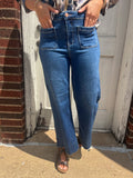 Taylor Straight Leg Denim Jeans: Dark Wash