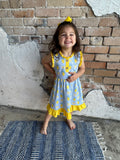 Summer Lemons Dress: Lt Blue/Yellow