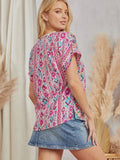 Forgotten Oasis Embroidery Top: Pink Mix