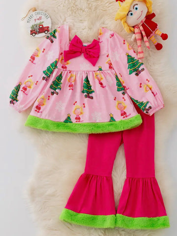 C!ndy Lou Fur Trimmed Set: Pink