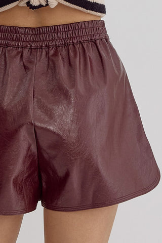 What’s Next Leather Shorts: Wine