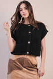 Button Bliss Knitted Vest: Brown