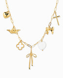 Chunky Bow Charm Necklace: Gold