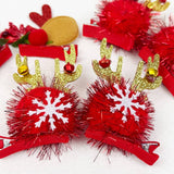 Plush and a Bow Christmas Hair Clip Set: Multi-Color