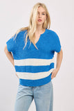 Varsity Sweater Top: Orange/White