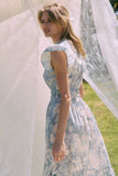 *RESTOCKED* In a Garden Mood Midi Dress: Sky Blue