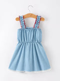 USA Girls Romper Dress: Denim