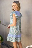 Feeling Floral Tiered Dress: Blue