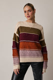 Leaves are Falling Stripe Sweater: Multi-Color