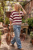 Gameday Striped Top: Maroon/Whitel