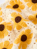 Summer Sunflower Crochet Romper: Ivory Mix