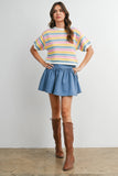 Sweet Stripes Knit Top : Ivory/Pink