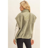 Sassy Sherpa Vest: Olive