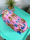 Tiger print Cosmetics Bag: purple/blue