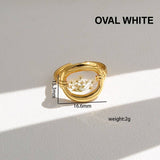 Petal Society Ring: Gold/Oval White