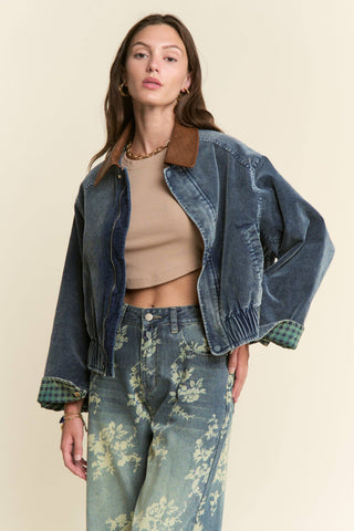 Retro Rambler Corduroy Jacket: Ash Navy