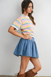 Sweet Stripes Knit Top : Ivory/Pink