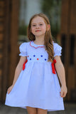 Star Embroidered Girls’ Smocked Dress: Blue