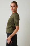 Braided Beauty Knit Top: Green